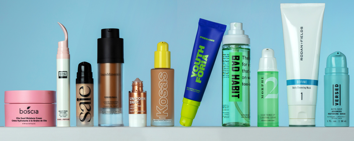 Cosmetics packaging photograph for Fusion PKG, full styled scene