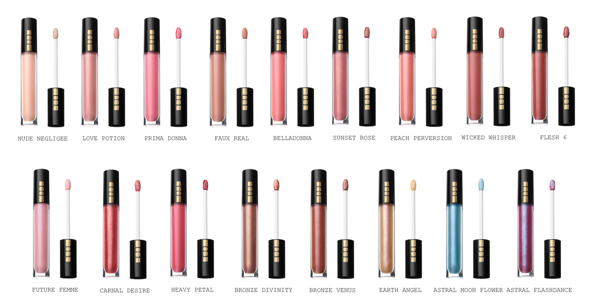 Beauty photograph of Pat McGrath Labs LUST: Gloss, full lineup of all gloss shades