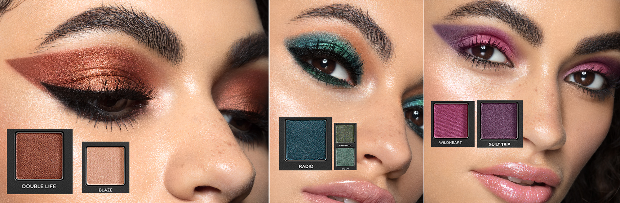 Macro beauty photograph of Urban Decay eye makeup looks, campaign overview